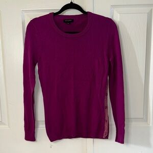 NWOT Banana Republic Magenta Double Collar Crewneck Long Sleeve Knit Sweater